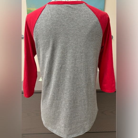 Women's Modern Lux fun Santa Graphic Tee 3/4 Raglan Sleeve Junior Fit Cotton L - Picture 3 of 8